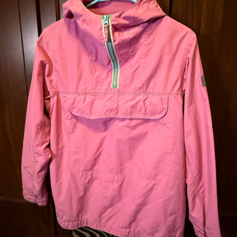 LANDS' END Pink Hooded Windbreaker Pullover Jacket size Large